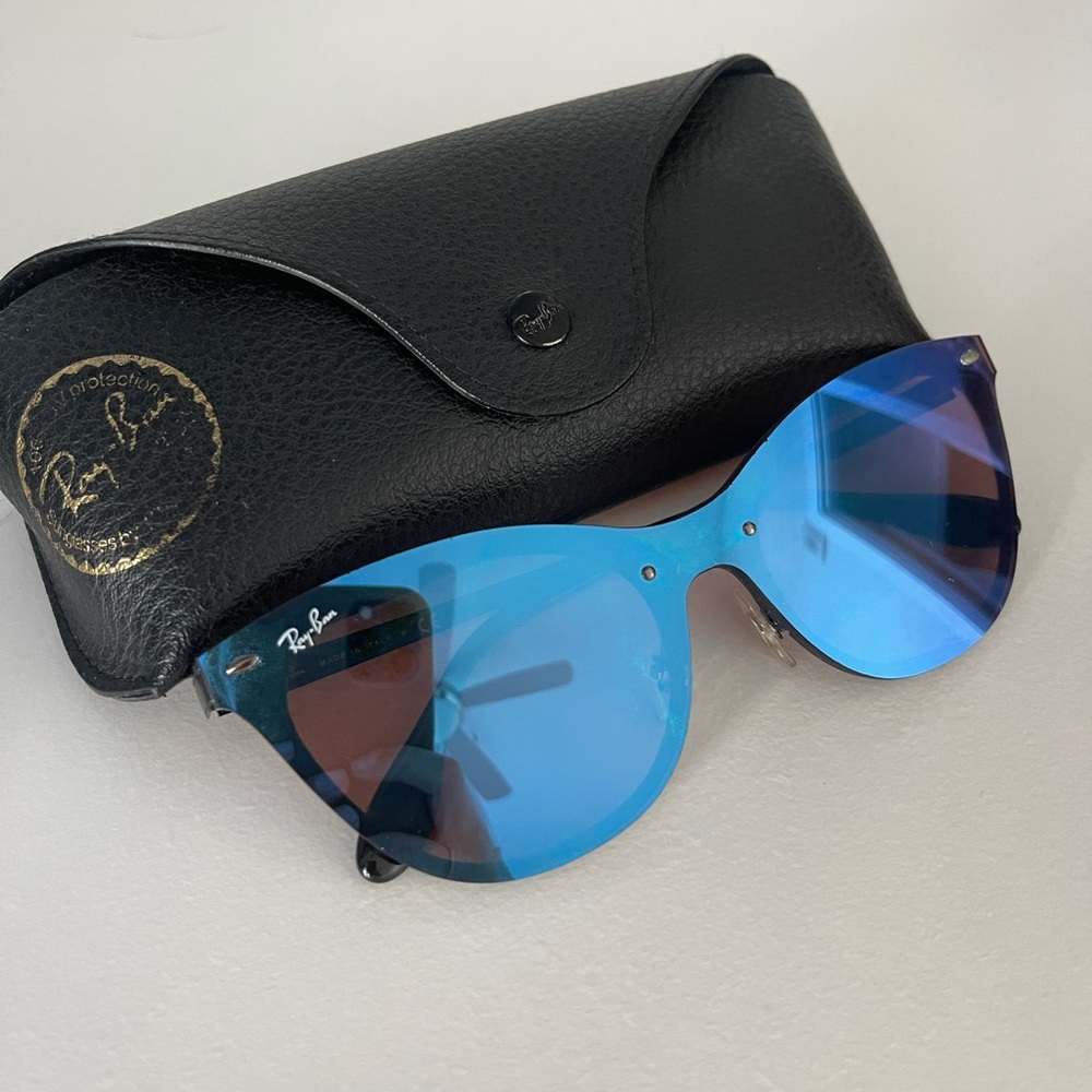 Blue mirrored and reflective Ray Bans
